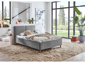Letto matrimoniale imbottito grigio con rete inclusa 140x200 cm Piano – Meise Möbel