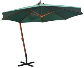 Ombrellone Pensile 350 Cm Palo İn Legno Verde /