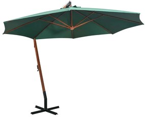 Ombrellone Pensile 350 cm Palo in Legno Verde