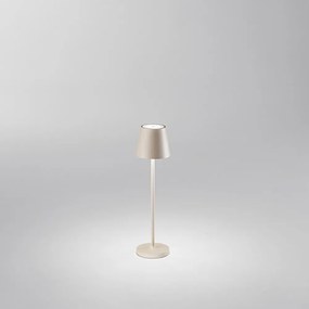 Lampada Tavolo Esterno Mini Diva Contemporanea Alluminio Sabbia Led Luce Calda