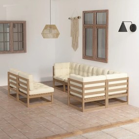 Set divani da giardino 7 pz con cuscini legno massello di pino