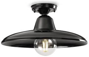Plafoniera Industrial Minimal Nordico B&W Metallo Smaltato Nero 1 Luce E27
