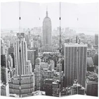 Paravento Pieghevole 200x170 cm Stampa New York Bianco e Nero 245859