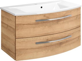 Mobile da bagno sospeso sotto lavabo L 90 x H 48 x P 48 cm rovere, 2 cassetti PELIPAL Image