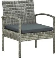 Sedia da Giardino con Cuscino in Polyrattan Grigio 45796