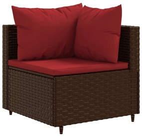 Set divani da giardino 7 pz con cuscini in polyrattan marrone