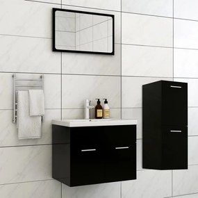 Set Mobili Da Bagno Nero İn Legno Multistrato /