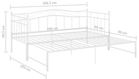 Telaio Divano Letto Estraibile Bianco in Metallo 90x200 cm