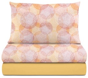 Completo letto 1 piazza e mezza cotone cerchi gialli