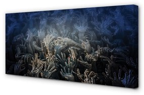 Stampa quadro su tela Mani Luce blu 100x50 cm