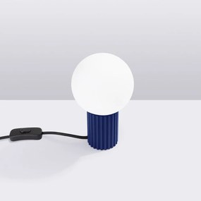 Lampada da tavolo blu scuro con paralume in vetro (altezza totale 19 cm) Orbital – Sollux