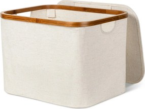 Scatola con coperchio color crema in tessuto 40,5x33x30 cm Bamboo/Linen – Bigso