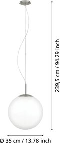 Eglo 63269 - Lampadario a sospensione con cavo PIEDALE 1xE27/60W/230V Ø 35 cm cromo opaco