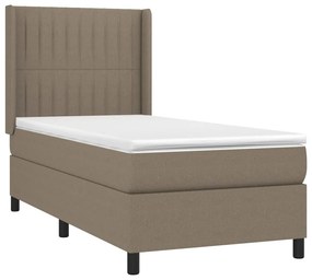 Letto a molle con materasso e led tortora 90x200 cm in tessuto