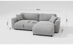Divano angolare grigio chiaro in velluto (variabile) Lorine - Ropez