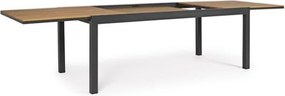 Tavolo Allungabile Per Esterno In Alluminio 95x200-300 Cm Con Doghe Di Legno Elias Antracite Bizzotto
