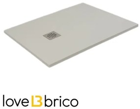 Piatto doccia in mineralmarmo 80x100 cm beige effetto pietra con griglia e piletta sifonata