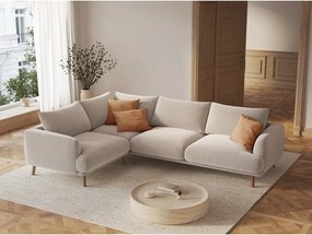 Divano angolare beige (con penisola a sinistra/a L) con rivestimento in velluto Naomi – Micadoni