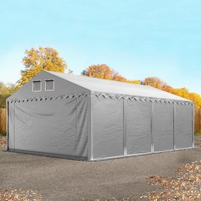 TOOLPORT 5x8 m tenda capannone, altezza 2,6m, PVC 800, telaio perimetrale, grigio, con statica (sottofondo in cemento) - (57712)