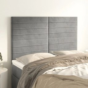Testiere 4 Pz Grigio Chiaro 72x5x78/88 Cm İn Velluto /