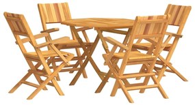 Set da pranzo per giardino 5 pz in legno massello di teak