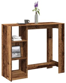 Tavolo bar con ripiano legno antico 124x46x103,5 cm multistrato