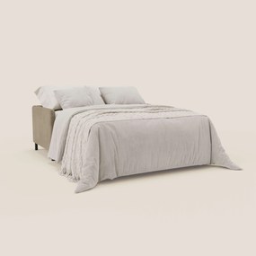 Narciso divano letto design con materasso H18 cm bicolore con struttura in microfibra smacchiabile e imbottiture in elegante tessuto impermeabile T06 tortora - panna