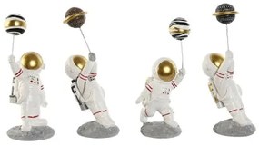 Statua Decorativa Home ESPRIT Bianco Dorato Astronauta 10,5 x 10,5 x 25 cm (4 Unità)