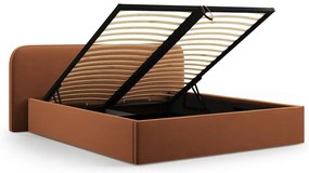 Letto matrimoniale imbottito color terracotta con contenitore e rete inclusi 180x200 cm Elizabeth – Micadoni
