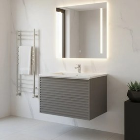 Mobile da bagno sospeso sotto lavabo Pixel stripes 1 cassetto L 60 x H 40 x P 45.5 cm grigio carbone laccato opaco, con maniglia alluminio brillante