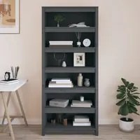 Libreria Grigia 80x35x183 cm in Legno Massello di Pino cod 10135