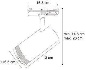 Faretto nero moderno per sistema a binario monofase con LED orientabile e inclinabile - Iconic Zoom