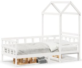 Dormeuse Con Tetto 90x200 Cm Bianco İn Legno Massello Di Pino /