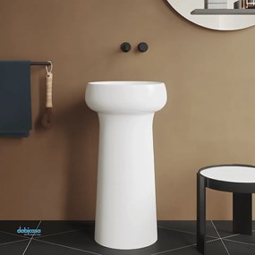 Azzurra Lavabo D'Appoggio Freestanding "Graal" C/Scarico a Terra In Ceramica Bianco Lucido Da Diam. 40,5 cm