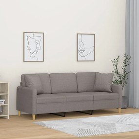 Divano A 3 Posti Con Cuscini Tortora 180 Cm İn Tessuto /