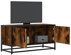 Mobile Tv Rovere Fumo 80x34,5x40 Cm Legno Multistrato E Metallo /
