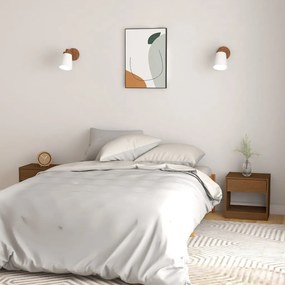 Comodini 2 Pz Ambra 40x31x40 Cm İn Legno Massello Di Pino /