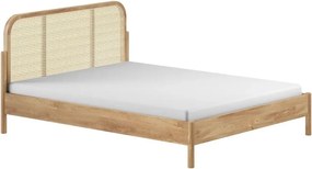 Letto matrimoniale di colore naturale in rovere massiccio rete non inclusa 180x200 cm Olive Rotan – Vipack