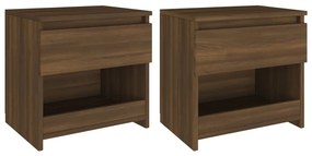 Comodini Rovere Marrone 2pz 40x30x39 Cm Legno Ingegnerizzato /