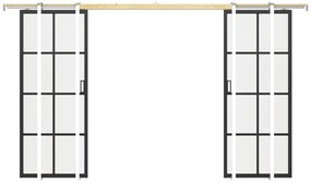 Porta scorrevole doppia con sistema a incasso in Alluminio e Vetro temperato 2 x H205 x L73 cm - WILDEN II