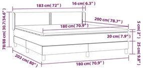 Giroletto a Molle con Materasso Marrone Scuro 180x200cm Tessuto