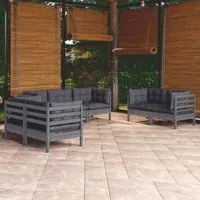 Set Divani da Giardino 7 pz con Cuscini Legno di Pino 3096258