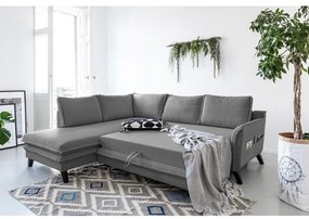 Divano letto angolare grigio L, angolo sinistro Charming Charlie - Miuform