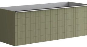 Mobile da bagno sotto lavabo Pixel grid frontale verde salvia e maniglia alluminio brillante laccato L 120 x H 40 x P 45.5 cm 2 cassetti, lavabo non incluso