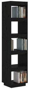 Libreria/divisorio nero 40x35x167 cm in legno massello di pino