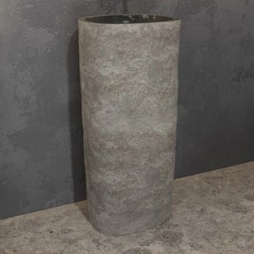 Kamalu - Lavabo da terra in pietra naturale grigia altezza 90 cm |