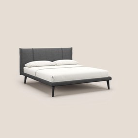 Klaus LETTO moderno con piedi in mogano e tessuto fiammato impermeabile T03 grigio