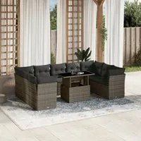 Set Divano da Giardino 10 pz con Cuscini Grigio in Polyrattan 3266820