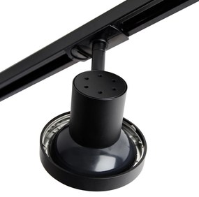 Sistema di illuminazione su binario moderno con 4 faretti neri monofase 200 cm - Iconic Jeany