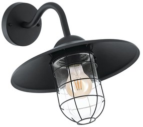 Applique Esterno Classica Melgoa Metallo Nero Vetro Bianco 1 Luce E27